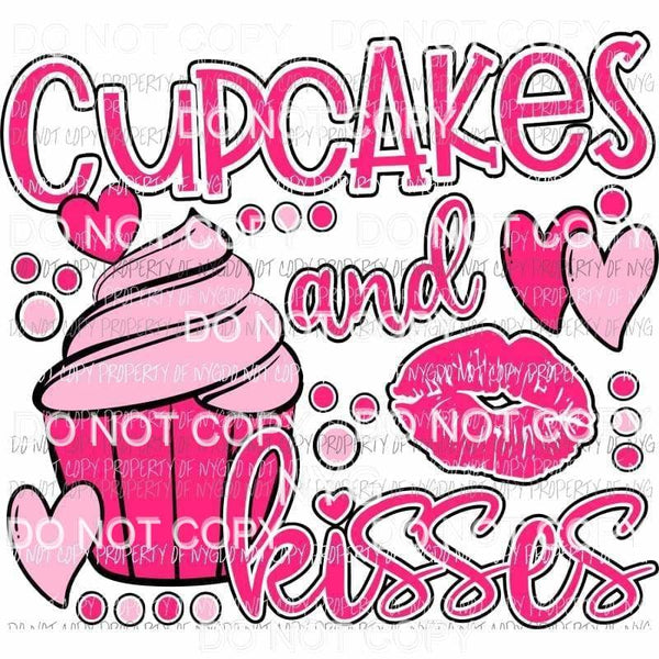 Cupcakes and Kisses lips hearts pink Sublimation transfers Heat Transfer