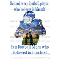 CUSTOM Behind Every Football Player must order 10 for custom please add color of team and team name in notes Sublimation transfers Heat