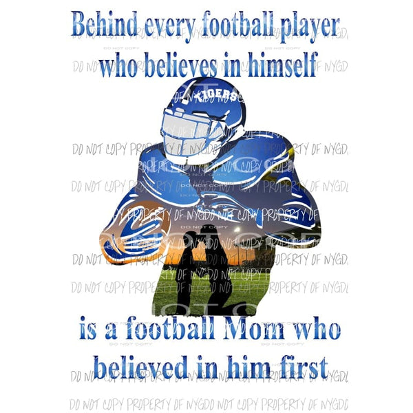 CUSTOM Behind Every Football Player must order 10 for custom please add color of team and team name in notes Sublimation transfers Heat