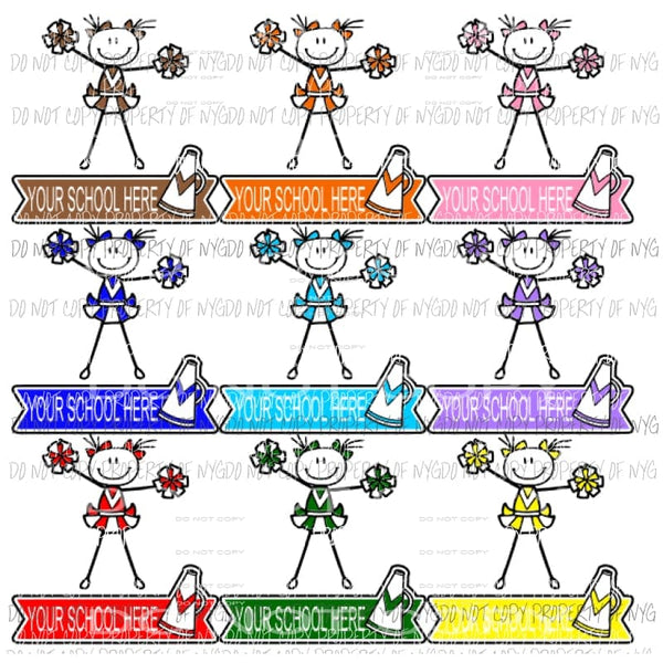 Custom cheer your school or name choose from 9 colors Sublimation transfers Heat Transfer