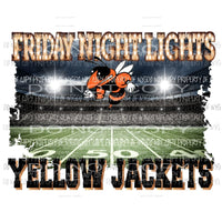 CUSTOM FRIDAY NIGHT LIGHTS - Yellow Jackets Orange YOU MUST PURCHASE 10 the first time for CUSTOM Sublimation transfers Heat Transfer