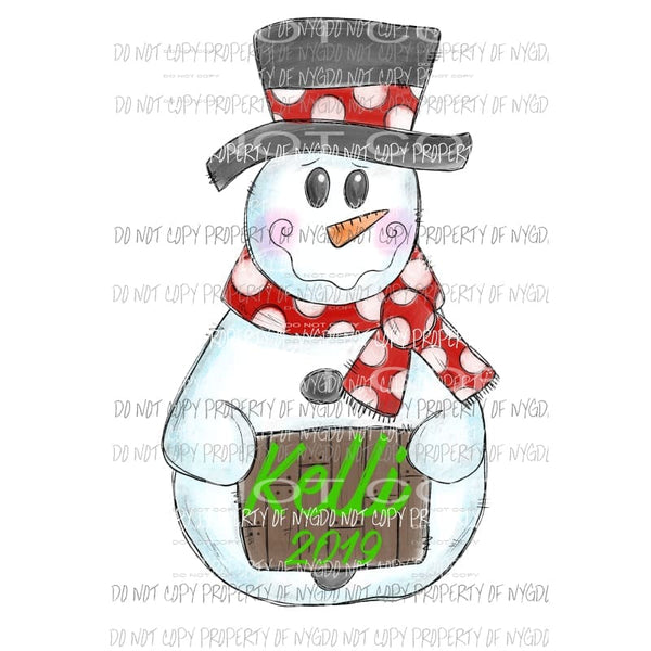 Custom NAME SNOWMAN design Write Names in the notes section Sublimation transfers Heat Transfer