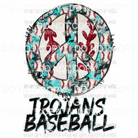 CUSTOM TEAM and colors Peace Trojans Baseball #1 Sublimation transfers Heat Transfer