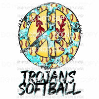 CUSTOM TEAM and colors Peace Trojans Softball #2 Sublimation transfers Heat Transfer