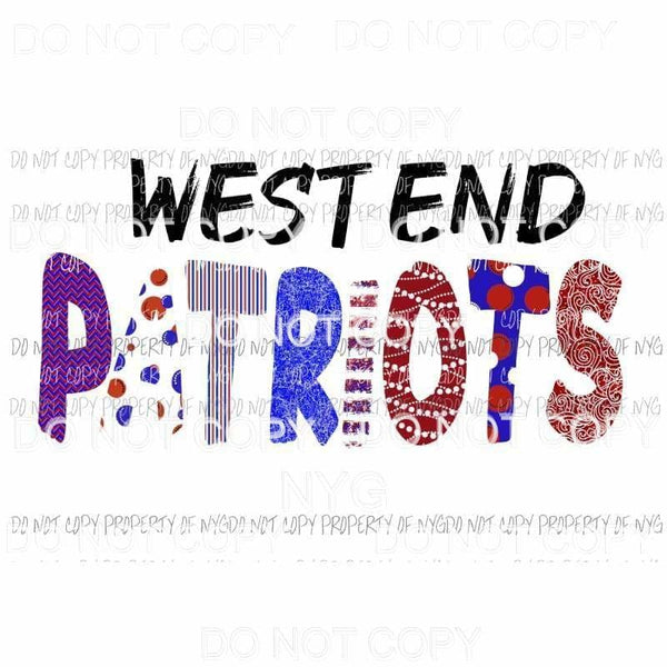 Custom West end Patriots Sublimation transfers Heat Transfer