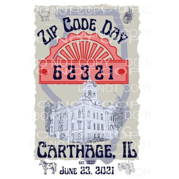Custom ZIP CODE DAY Sublimation transfers - Heat Transfer
