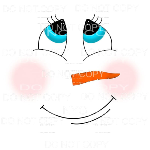Cute Snowman Face Blue Eyes Carrot Nose Sublimation 