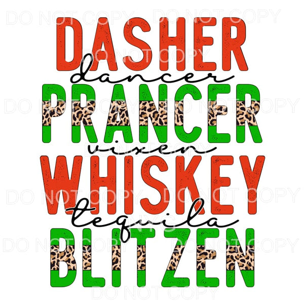 Dasher Prancer Whisky Blitzen Red Green Leopard #1161 