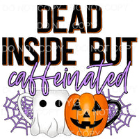 Dead Inside But Caffeinated Ghost Pumpkin Mug Spider Web 