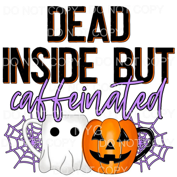 Dead Inside But Caffeinated Ghost Pumpkin Mug Spider Web 