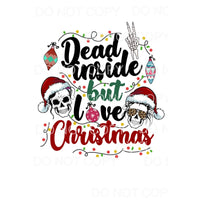 Dead Inside But Love Christmas Girl Boy Skull Santa Hat 