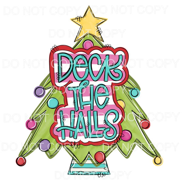 Deck The Halls Tree # 173 Sublimation transfers - Heat 