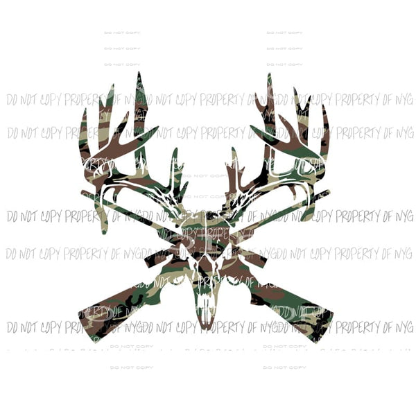 Deer Skull Guns #2 camo Sublimation transfers Heat Transfer