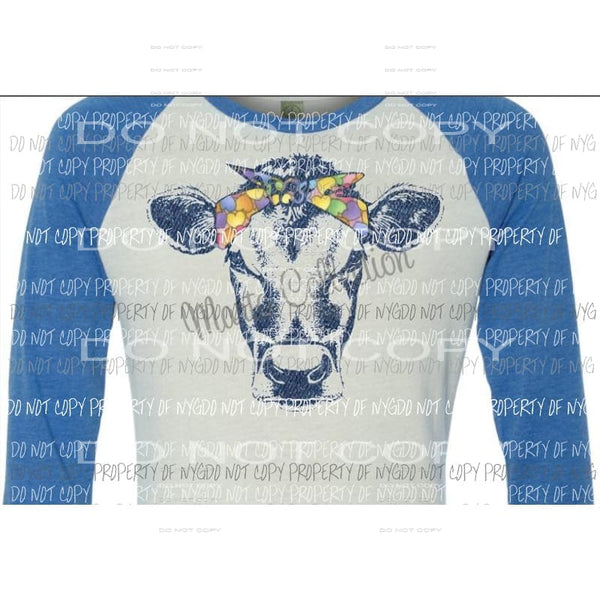 Denim Cow with heart bandana sublimation transfer Heat Transfer