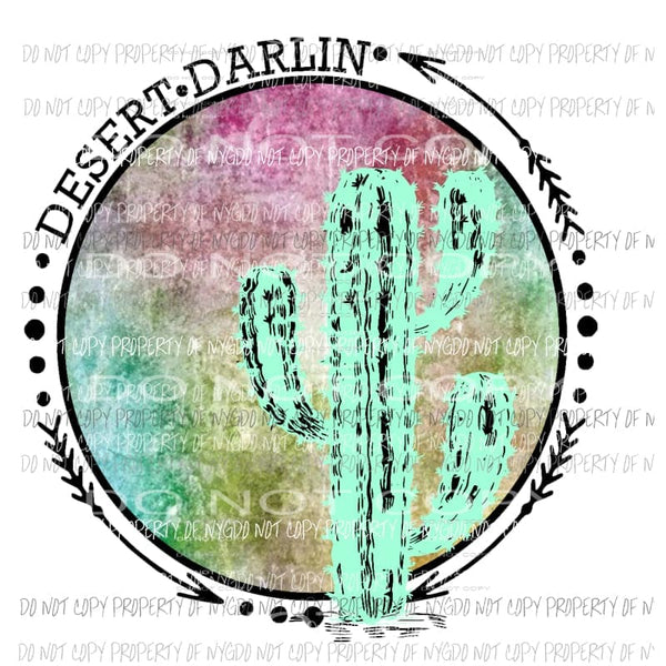 Desert Darlin multi color cactus southern Sublimation transfers Heat Transfer