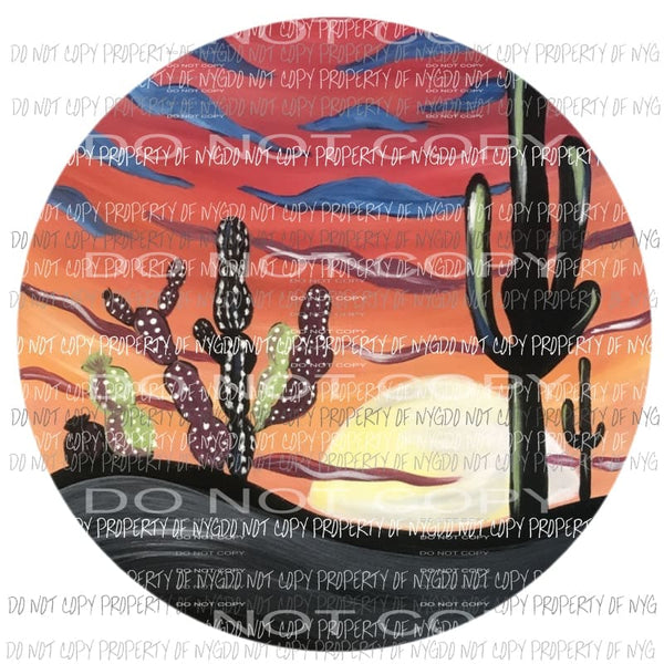 Desert Skyline cactus circle Sublimation transfers Heat Transfer