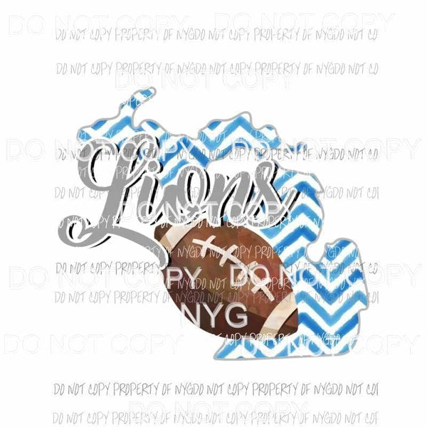 Detroit Lions football chevron state Sublimation transfers Heat Transfer
