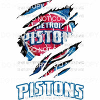 Detroit Pistons ripped design Sublimation transfers Heat Transfer
