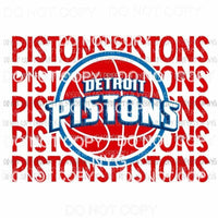 Detroit Pistons stacked Sublimation transfers Heat Transfer