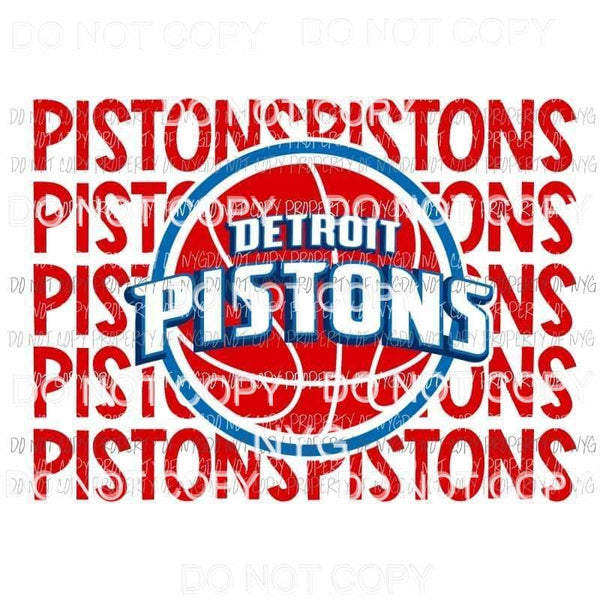Detroit Pistons stacked Sublimation transfers Heat Transfer