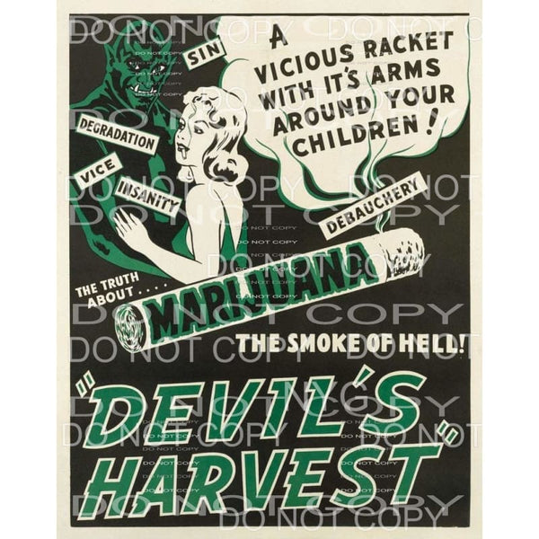 Devil’s Harvest Marijuana Cannabis Poster Advertisement 