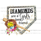 DIAMONDS are a girls best friend Softball # 2 Sublimation transfers Heat Transfer