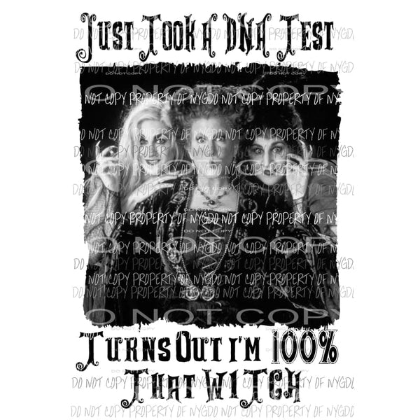 DNA Test hocus Pocus Black 1 witch Sublimation transfers Heat Transfer