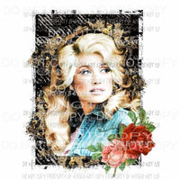 Dolly Parton portrait flowers framed Sublimation transfers Heat Transfer