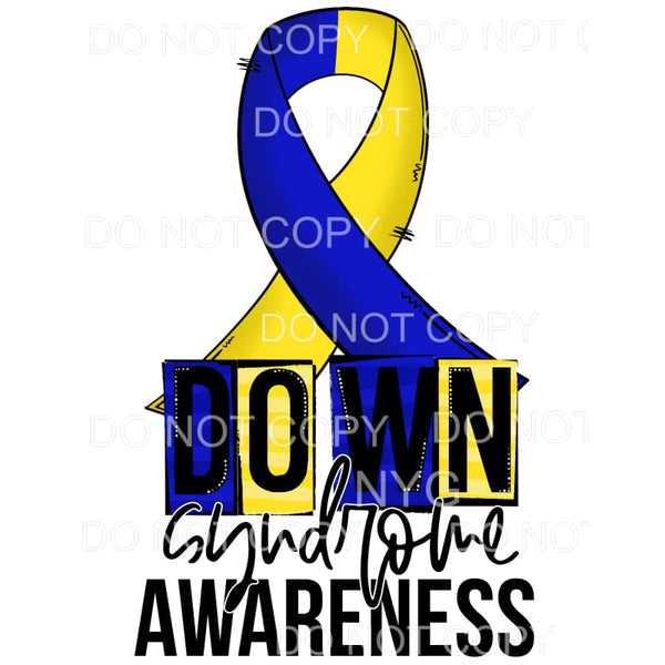 Down Syndrome Awareness Blue Yellow Ribbon #1272 Sublimation