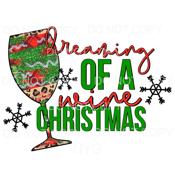 Dreaming Of A Wine Christmas Red Plaid Green Glitter Leopard