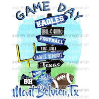 EAGELS GAME DAY CUSTOM SCHOOL DESIGNS You must order 10 FOOTBALL TEAM Sublimation transfers Heat Transfer