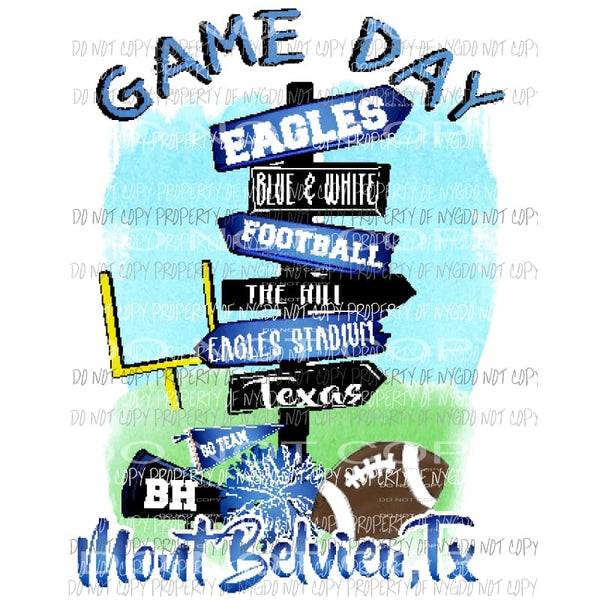 EAGELS GAME DAY CUSTOM SCHOOL DESIGNS You must order 10 FOOTBALL TEAM Sublimation transfers Heat Transfer