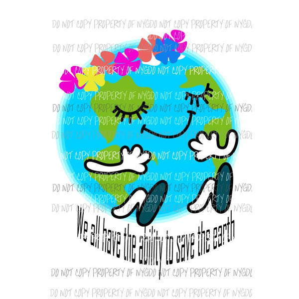 Earth Day Girl globe floral headband Sublimation transfers Heat Transfer