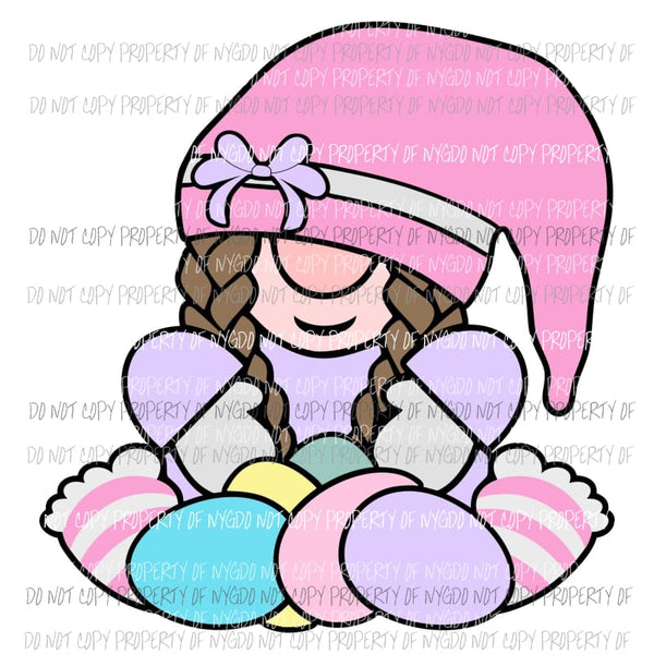 Easter Gnome girl pastels eggs Sublimation transfers Heat Transfer