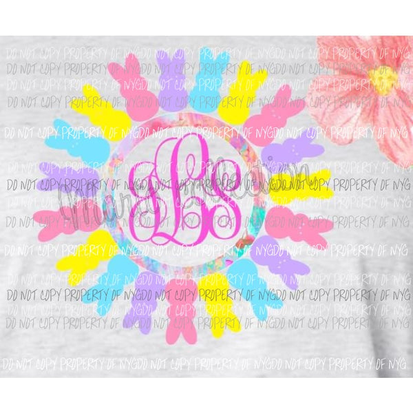 Easter peeps Monogram 1 sublimation transfer Heat Transfer