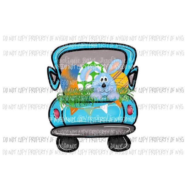 Easter truck blue Sublimation transfers Heat Transfer