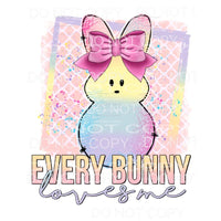 Every Bunny Loves Me Pastel Peeps Pink Bow Easter Bunny 