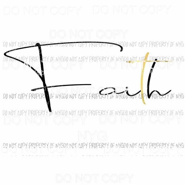 Faith #8 gold cross Sublimation transfers Heat Transfer