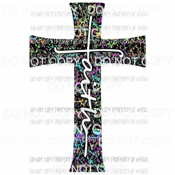 Faith black cross #1 Sublimation transfers Heat Transfer