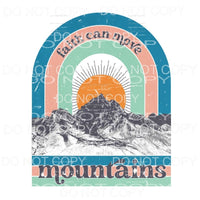 Faith Can Move Mountains Rainbow Retro Blue Sublimation 