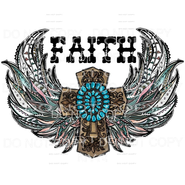 Faith Cross Wings #53 Sublimation transfers - Heat Transfer