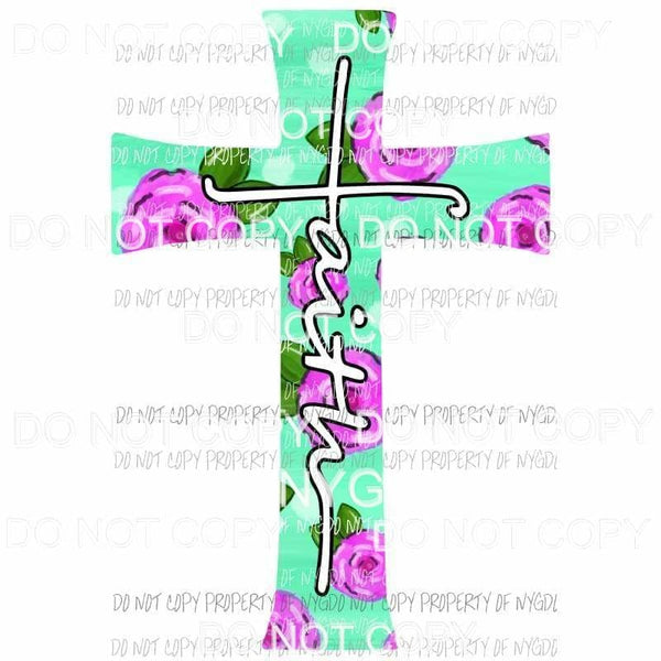 Faith flower cross #3 Sublimation transfers Heat Transfer