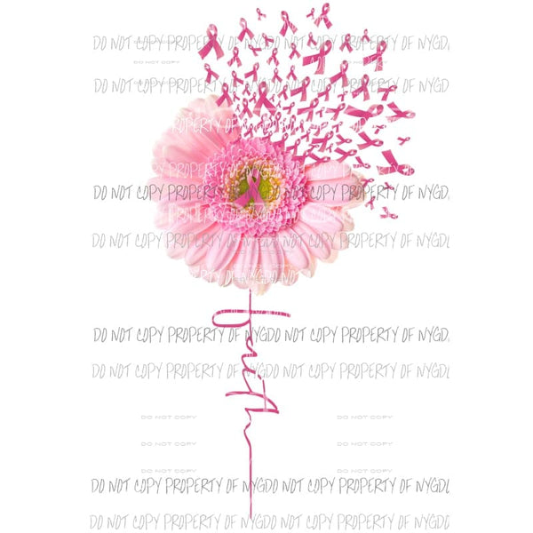 Faith Ribbon Pink Cancer Flower Sublimation transfers Heat Transfer