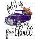 Fall is for Football Truck Purple Sublimation transfers Heat Transfer
