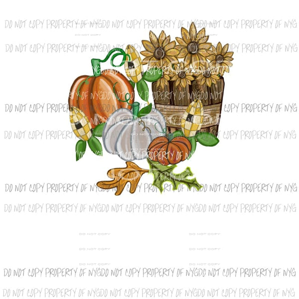 Fall Pumpkin Sunflower Arrangement Sublimation transfers Heat Transfer