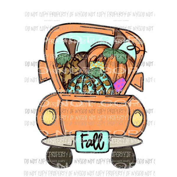 Fall Pumpkin Truck w/ Pumpkins Sublimation transfers Heat Transfer