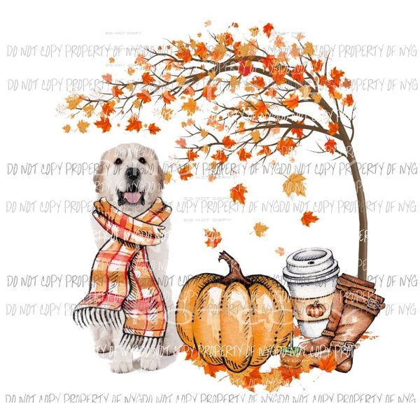 Fall tree dog boots pumpkin coffee cup Sublimation transfers Heat Transfer