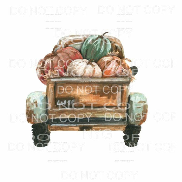 Fall Truck Pumpkins Fall Colrors Watercolor Sublimation 
