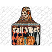 Fall Vibes Cow Tag Black Orange Pumpkins Turquoise Serape 
