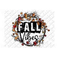 Fall Vibes Leaves Twig Wreath Orange Colors #361 Sublimation